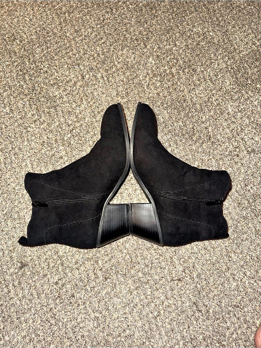 Black Pointed-Toe Heeled Ankle Boots